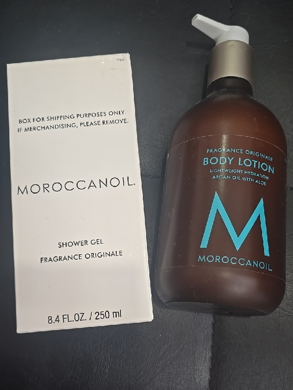 Moroccanoil Fragrance Originale Body Lotion -and Shower Gel Brown with Teal Logo